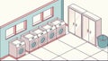 Modern Laundromat Interior with Rows of Appliances, Isometric, vector design Generative AI Royalty Free Stock Photo
