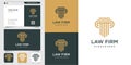 Modern law firm logo and business card design. gold, firm, law, icon justice, business card, Premium Vector