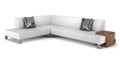 Modern leather couch with pillows isolated