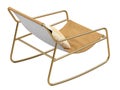 Modern Leather gold frame rocking chair with pillow. 3d render