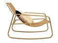 Modern Leather gold frame rocking chair with pillow. 3d render