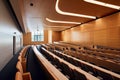 a modern lecture hall, with contemporary design and minimalist aesthetic