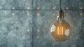 Modern LED Filament Bulb Against Concrete Wall Royalty Free Stock Photo