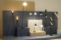 Modern led lamp in lighting showroom Royalty Free Stock Photo