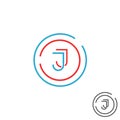 Modern letter J logo monogram, outline emblem business card, line deco design element template
