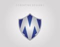 Modern letter M shield protection logo icon design template element Royalty Free Stock Photo