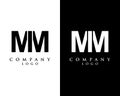 Modern letter MM, M logo design vector, with white and black color that can be used for any creative business