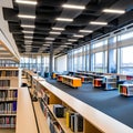 A modern library with flexible spaces that cater to various learning styles and information needs3