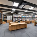 A modern library with flexible spaces that cater to various learning styles and information needs1