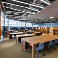 A modern library with flexible spaces that cater to various learning styles and information needs4