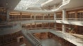 interior of a huge double story modern library Royalty Free Stock Photo