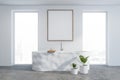 Modern light bathroom interior. Mock up poster Royalty Free Stock Photo