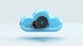 Modern Light Blue Cloud Icon with Black Video Camera Overlay for Creative Designs Royalty Free Stock Photo