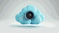 Modern Light Blue Cloud Icon with Black Video Camera Overlay for Creative Designs Royalty Free Stock Photo