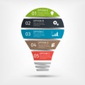 Modern light bulb infographic, 5 options. Template for presentation, chart, graph. Vector illustration Royalty Free Stock Photo