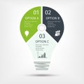 Modern light bulb infographic, 3 options. Template for presentation, chart, graph. Royalty Free Stock Photo