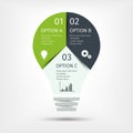 Modern light bulb infographic, 3 options. Template for presentation, chart, graph. Royalty Free Stock Photo