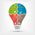 Modern light bulb infographic, 4 options. Template for presentation, chart, graph. Royalty Free Stock Photo