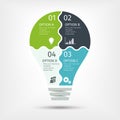 Modern light bulb infographic, 4 options. Template for presentation, chart, graph. Royalty Free Stock Photo