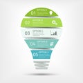 Modern light bulb infographic with shadows, 5 options. Template for presentation, chart, graph. Royalty Free Stock Photo