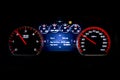 Modern light car mileage on black background Avr speed