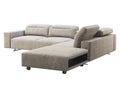 Modern light gray fabric corner sofa with adjustable backrest and storage. 3d render