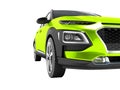 Modern light green car crossover for travel with black insets in Royalty Free Stock Photo