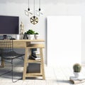 Modern light interior in the style loft, a place for study, cons Royalty Free Stock Photo