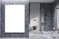 Modern light marble hotel style bathroom interior with blank mock up banner on wall. Interior designs concept. Royalty Free Stock Photo