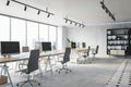 Modern light open space office interior design.