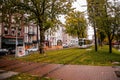 Modern light rail city tram passing through the city of Rotterdam Royalty Free Stock Photo