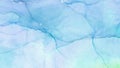 Modern light sky blue alcohol ink abstract background. Flow liquid watercolor paint splash texture effect illustration for cards