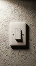 A modern light switch is centered on a textured, beige wall. The switch plate is Royalty Free Stock Photo