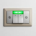 Modern light switch with illuminated on indicator and two additional controls Royalty Free Stock Photo