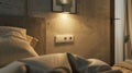 Modern Light Switches on a Concrete Wall in a Stylish Bedroom. Generative ai