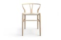 Modern light wood stool with wicker seat. 3d render