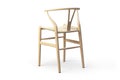 Modern light wood stool with wicker seat. 3d render