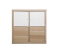 Modern light wooden cabinet on white. Furniture for wardrobe room Royalty Free Stock Photo