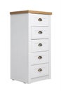 Modern light wooden chest of drawers on white. Furniture for wardrobe room Royalty Free Stock Photo