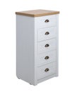 Modern light wooden chest of drawers on white. Furniture for wardrobe room Royalty Free Stock Photo