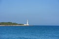 Modern lighthouse in the Mediterranean Sea Royalty Free Stock Photo