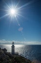 Modern lighthouse at the most southern point of greek mainland Royalty Free Stock Photo