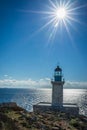 Modern lighthouse at the most southern point of greek mainland Royalty Free Stock Photo