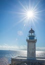 Modern lighthouse at the most southern point of greek mainland Royalty Free Stock Photo