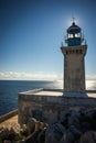 Modern lighthouse at the most southern point of greek mainland Royalty Free Stock Photo