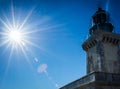 Modern lighthouse at the most southern point of greek mainland Royalty Free Stock Photo