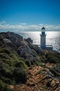 Modern lighthouse at the most southern point of greek mainland Royalty Free Stock Photo