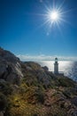 Modern lighthouse at the most southern point of greek mainland Royalty Free Stock Photo