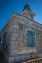 Modern lighthouse at the most southern point of greek mainland Royalty Free Stock Photo