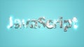 modern lighting cybernetical text JavaScript on blue background - abstract 3D illustration